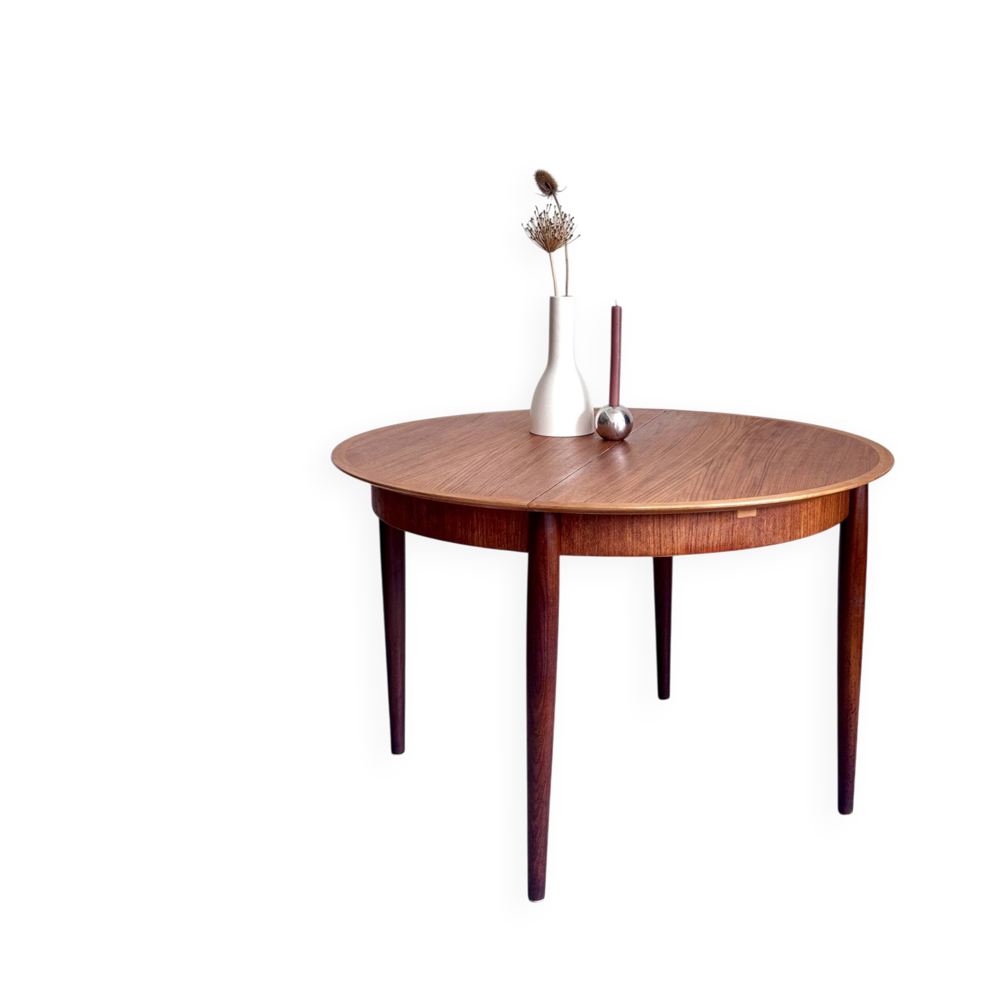 Vintage round dining table 1960s teak Lübke