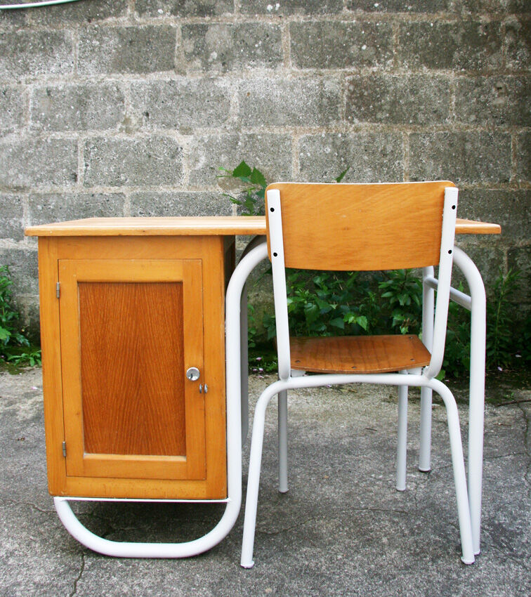 School desk and chair