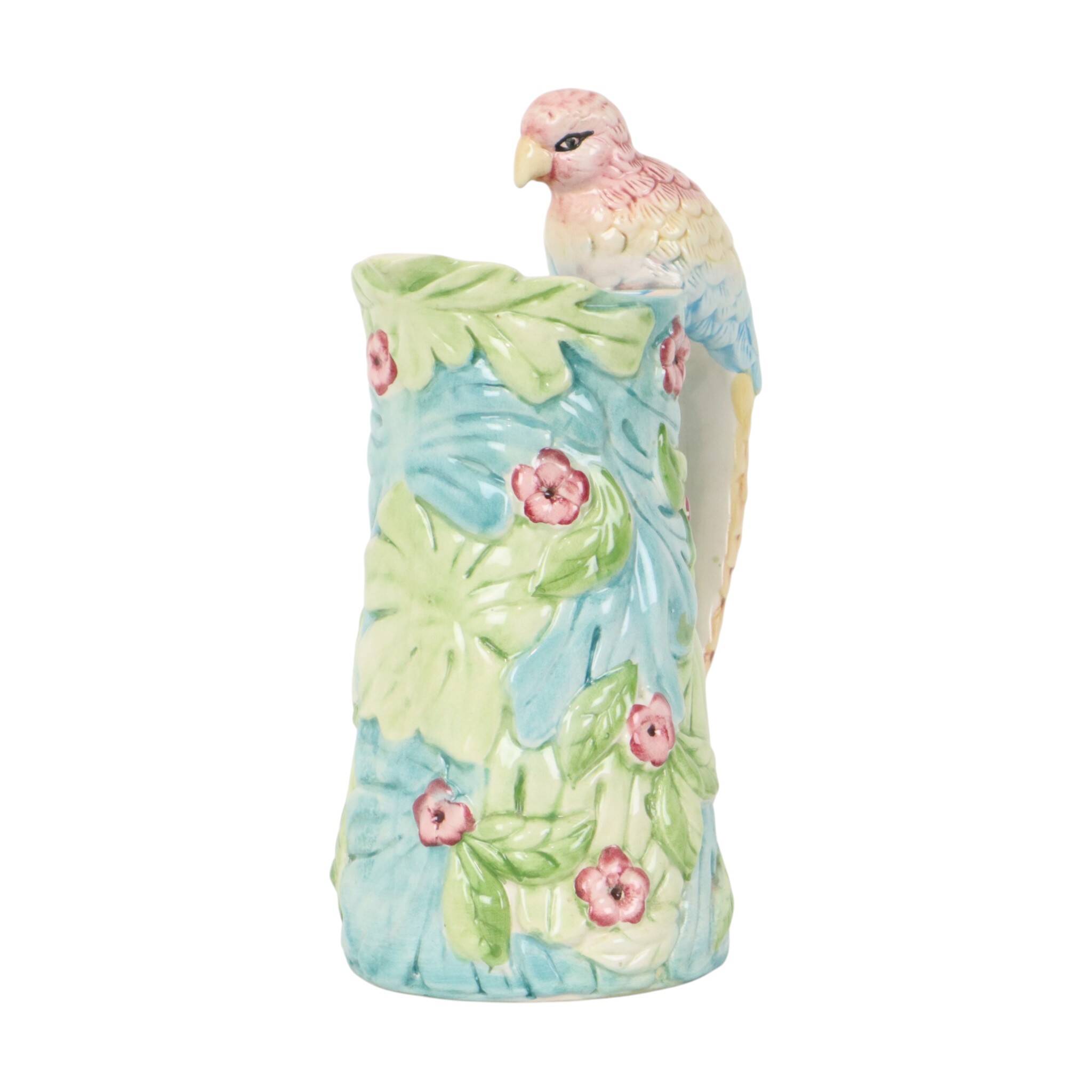 Vintage Parrot Carafe Water Jug Vase Ceramic 30cm