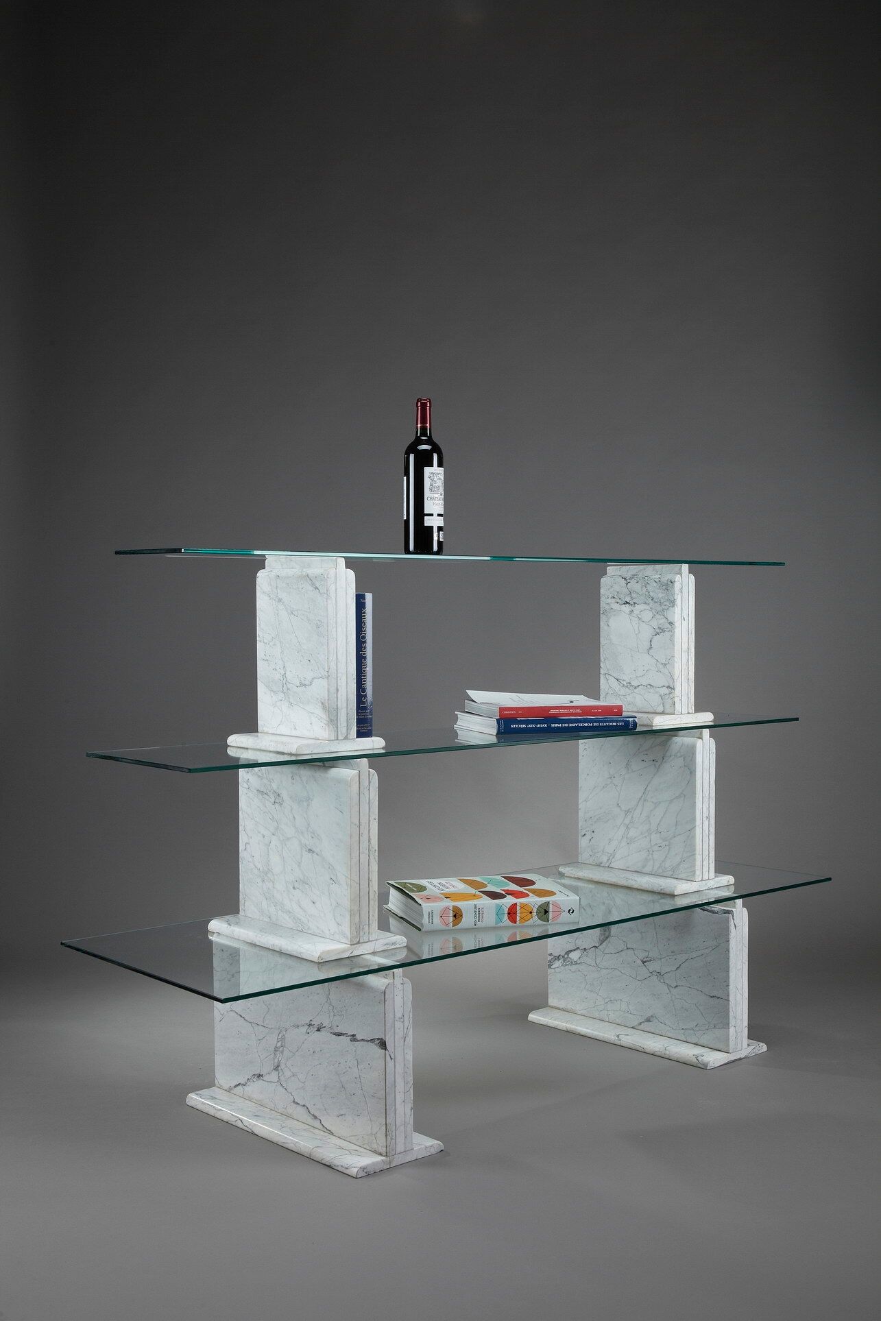 Carrara marble and glass library - 1970