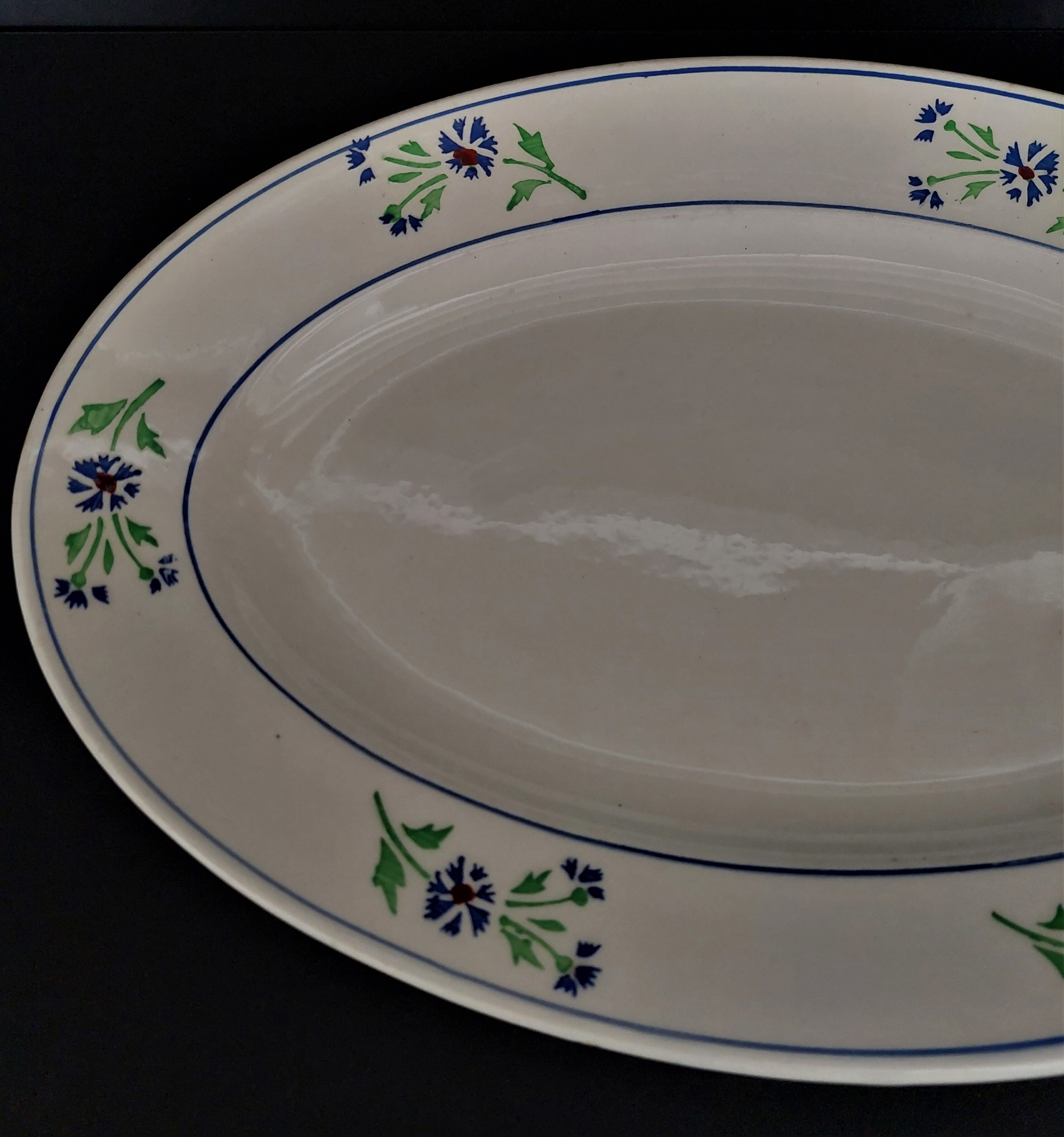 Oval Badonviller earthenware serving dish, early 20th century