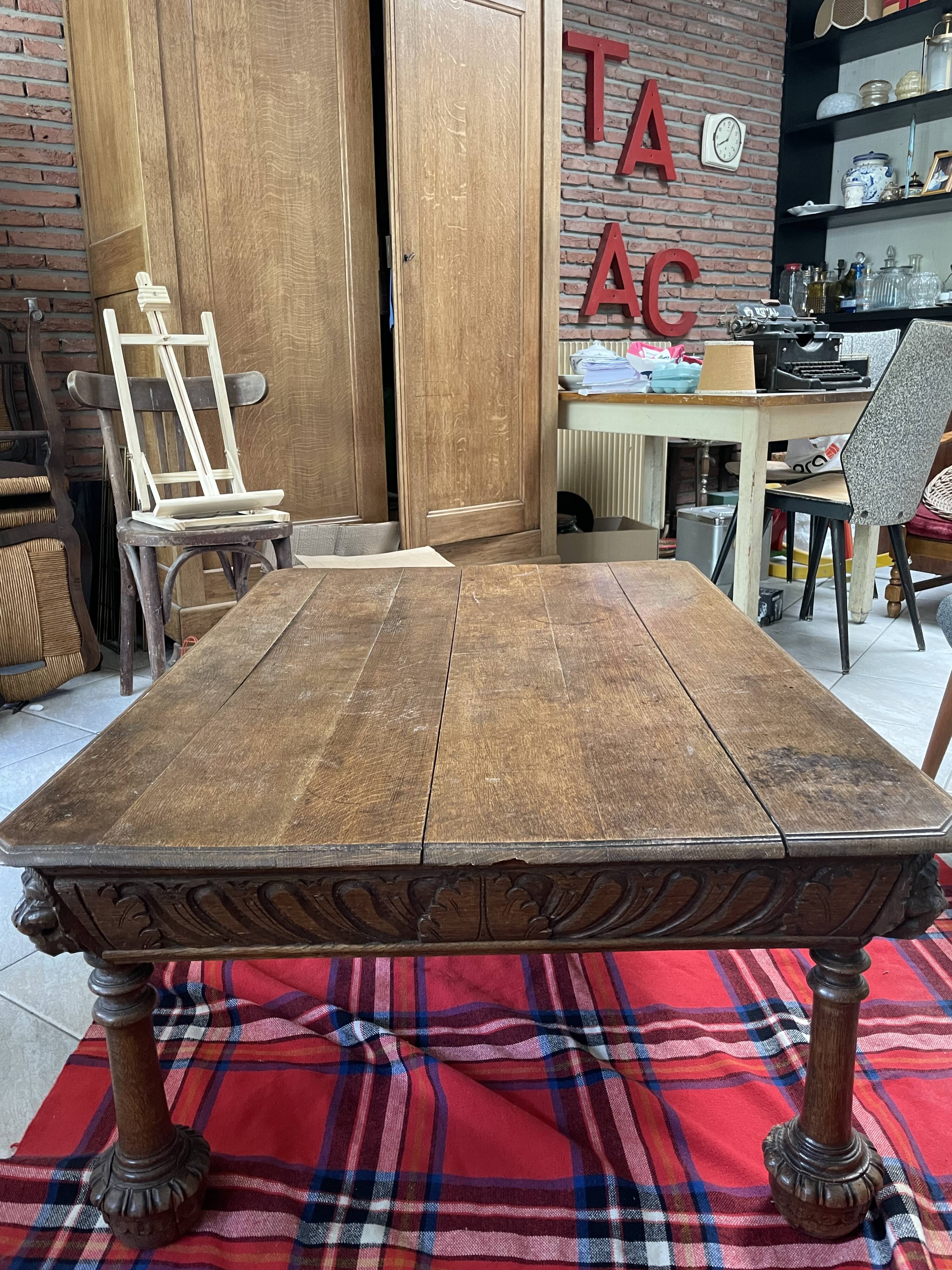 Carved wood table