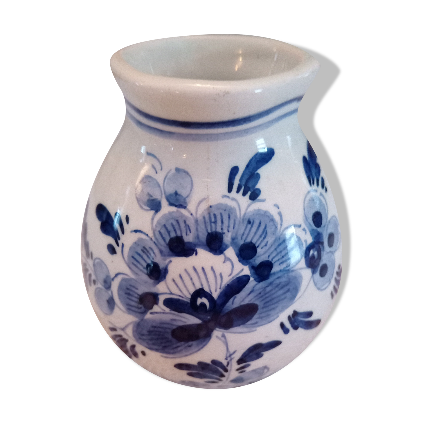 Vase soliflore Delft decor blue flowers