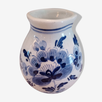 Vase soliflore Delft décor fleurs bleues