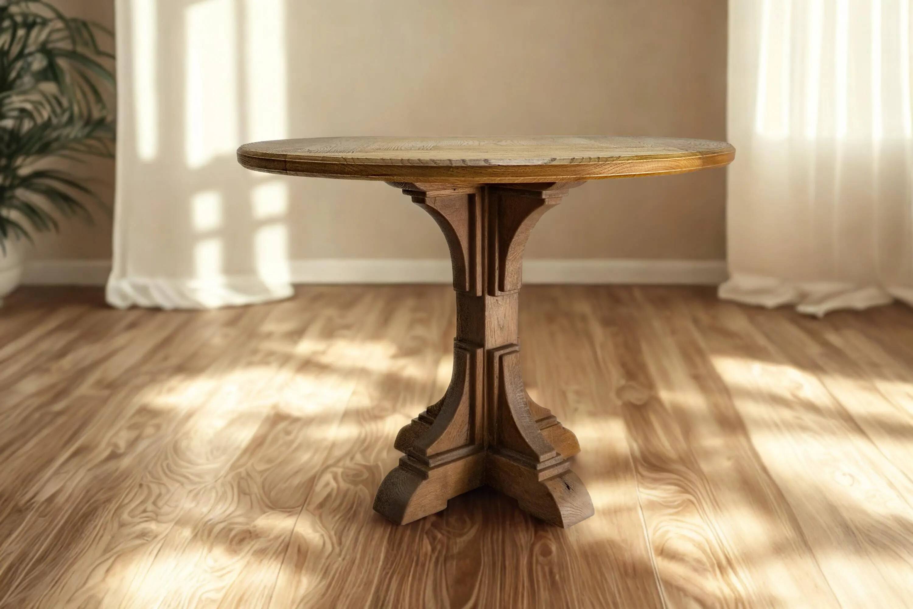 Round reclaimed wooden table || Rustic furniture || Vintage