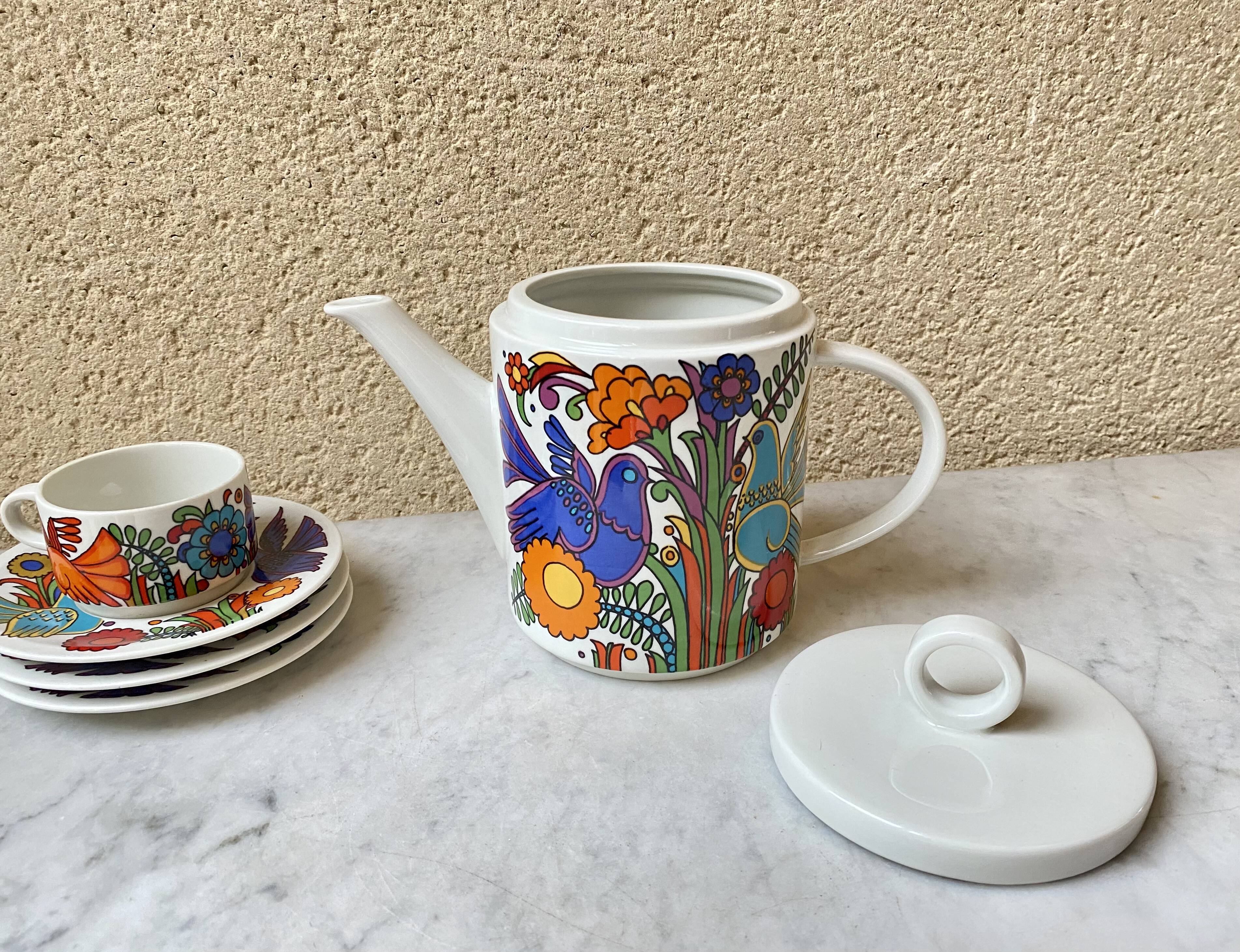 Coffee maker and ceramic coffee cup Villeroy and Boch Acapulco vintage 70s
