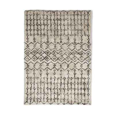 Tapis berbere ecru motif tribal noir 160x230 cm