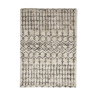 Ecru Berber rug black tribal pattern 160x230 cm