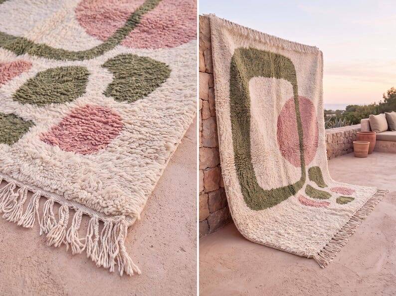 Tapis en laine pure fait main 2/3 m