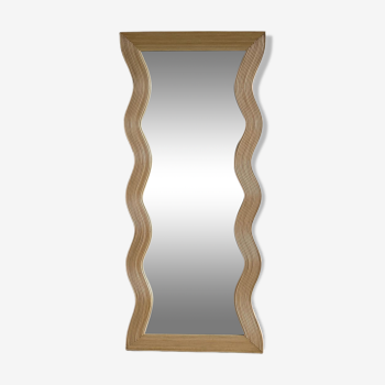 Zigzag rattan foot mirror H:182cm