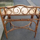 Bamboo and rattan side table, 1950s-1960s