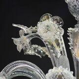 Wonderful large size Venetian chandelier, transparent and gold Murano glass