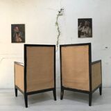 Paire de fauteuils en bois noirci