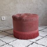 Velvet ottoman padded old pink