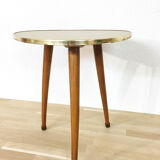 Tripod vintage leather pedestal table, 1960