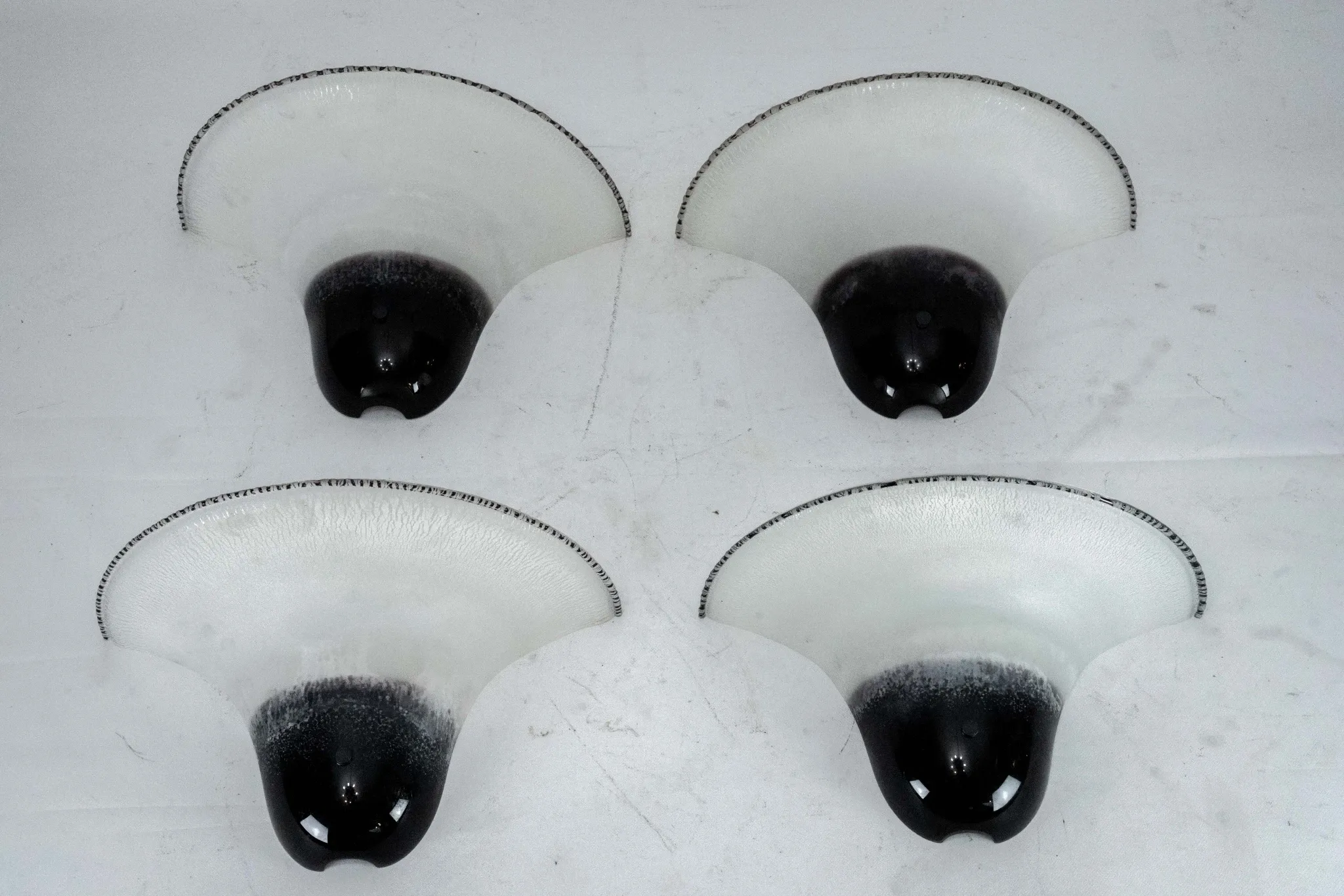 Set of four Large Labeled Barbini Murano Glass Wall Sconces. Italy 1970s