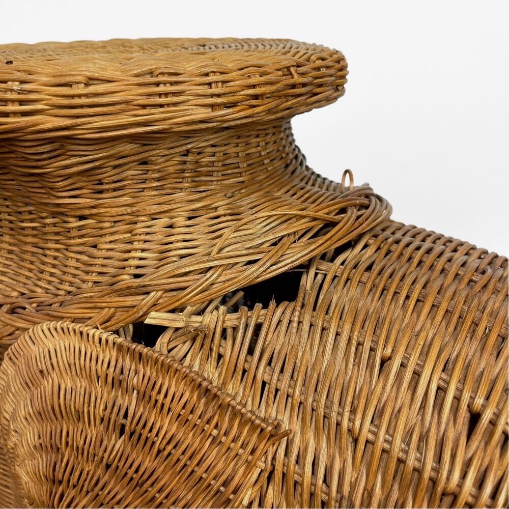 Elephant woven wicker side table 70s