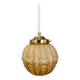 Vintage globe pendant light in pale yellow opaline