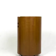 Round wood bar cabinet with glass top, Italy 1960s