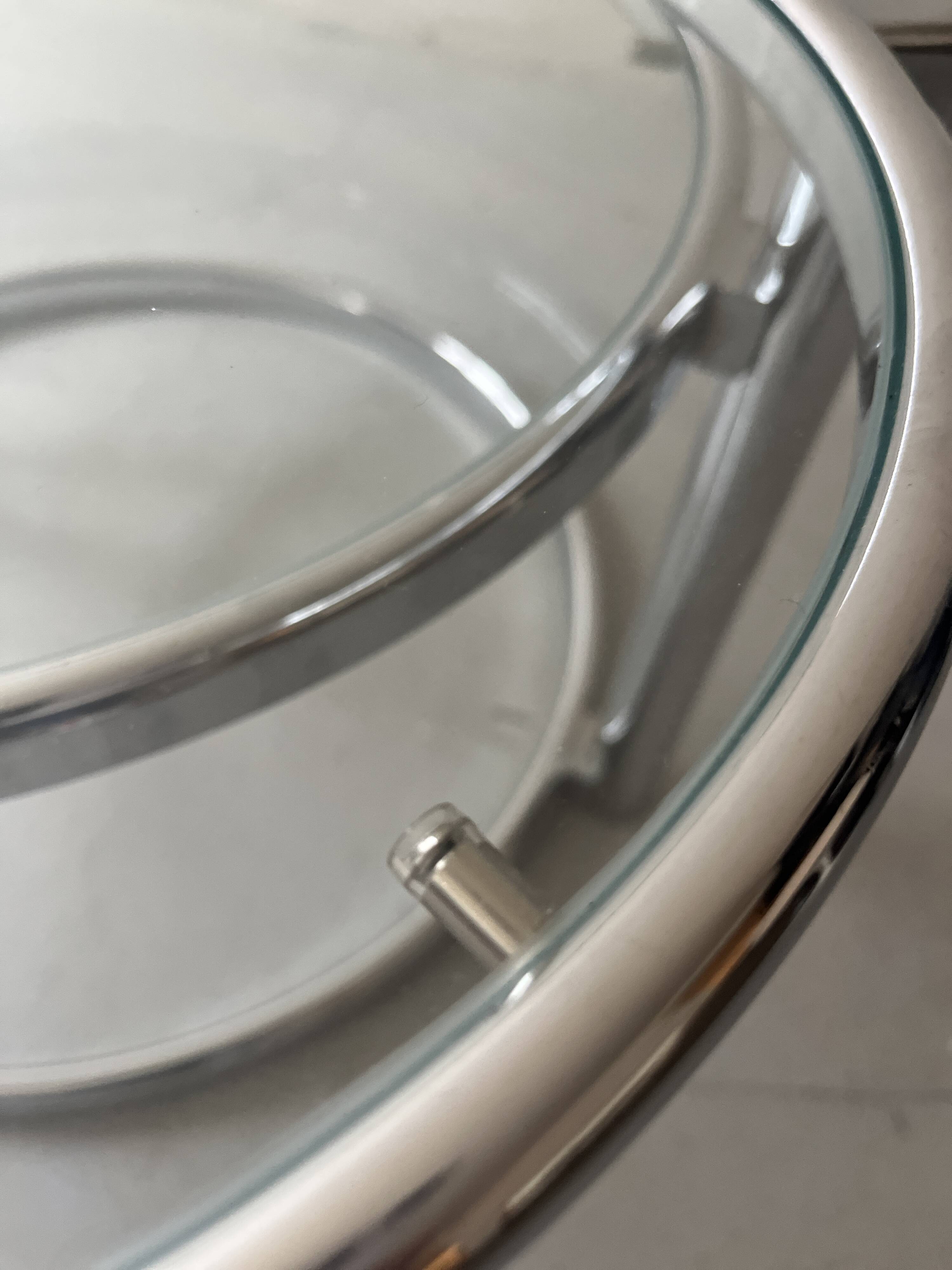 round and rotating coffee table in glass and chrome, design 1970