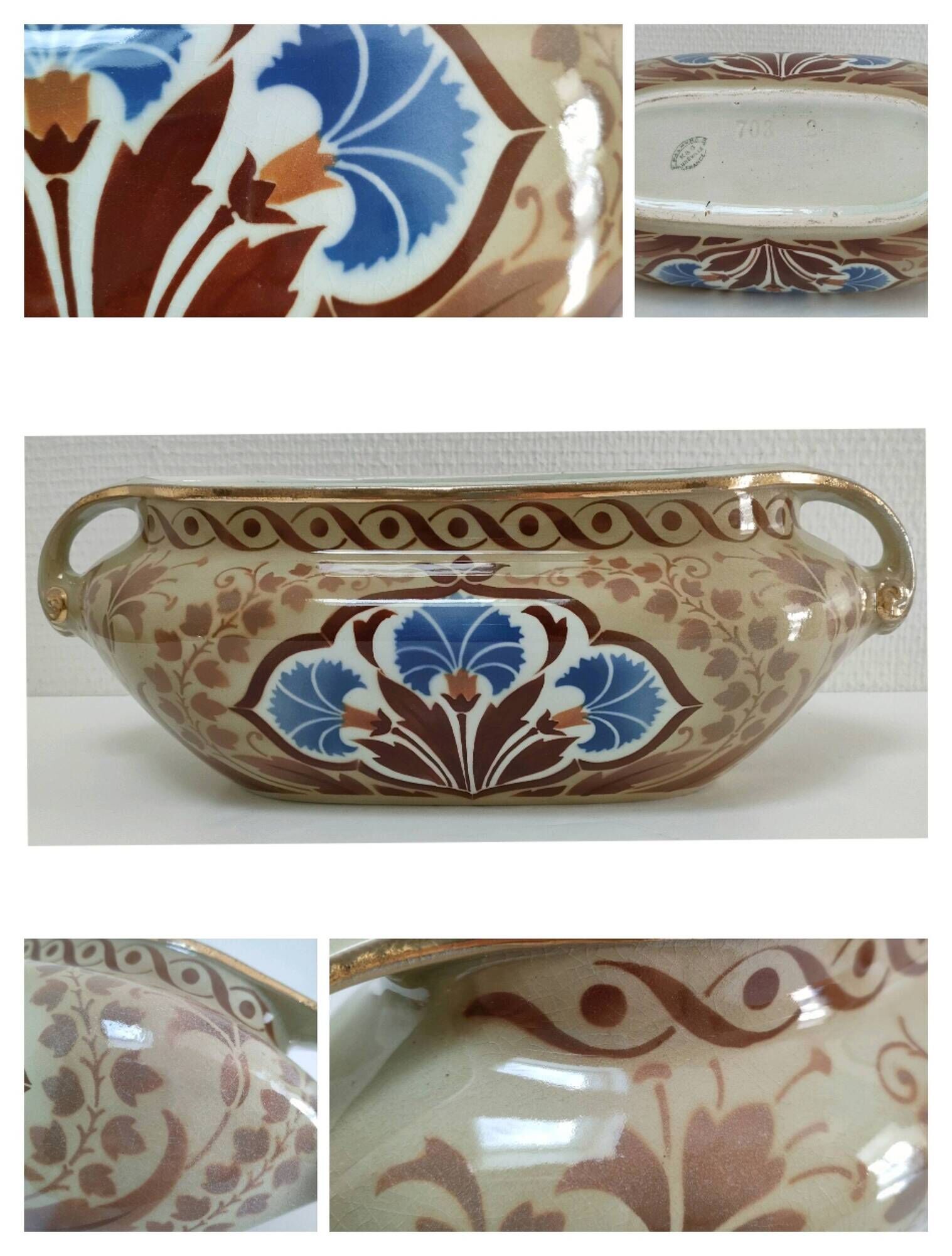 Art Nouveau gardener Keller and Guérin earthenware Lunéville model Palmyra