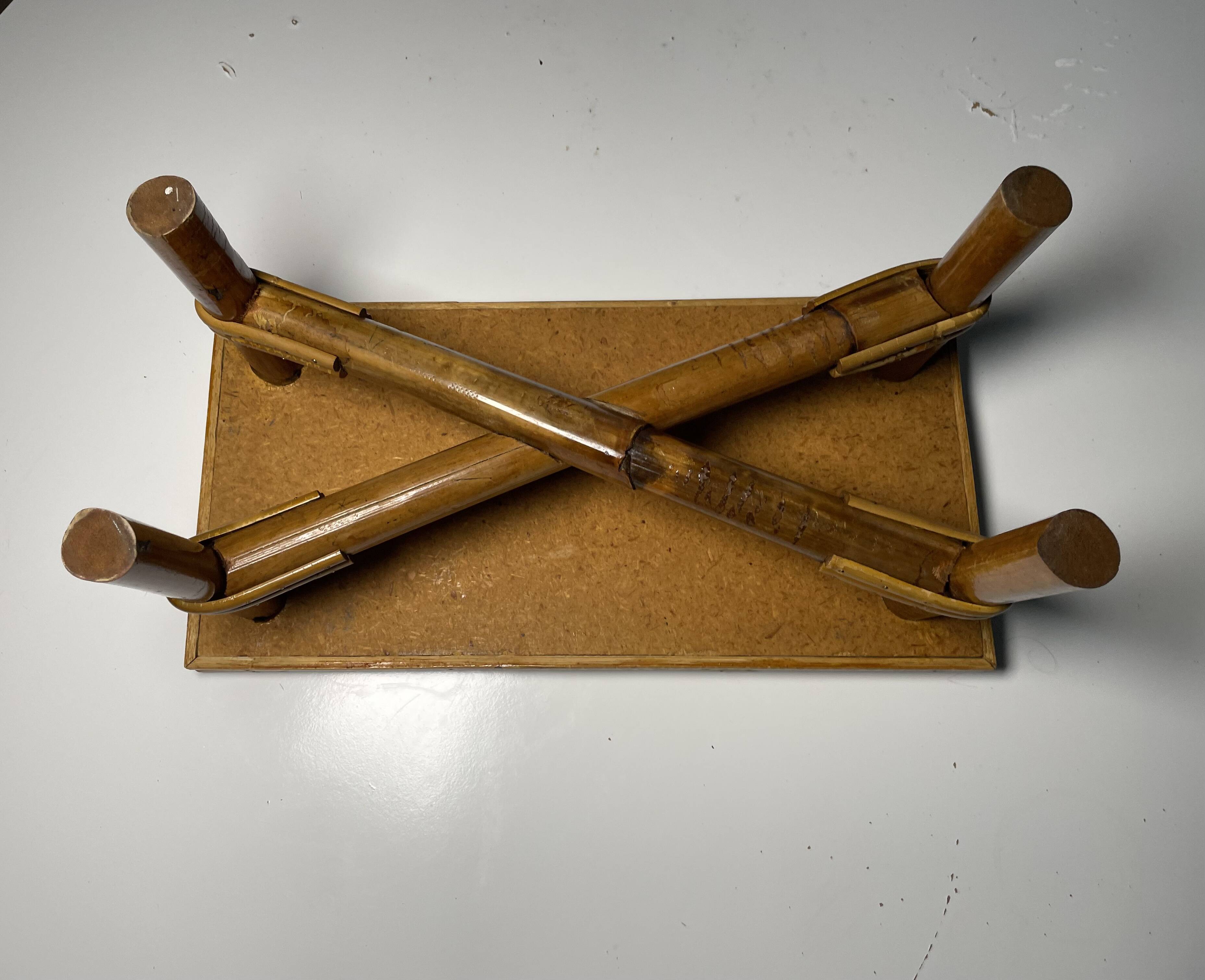 Vintage bamboo and rattan step stool