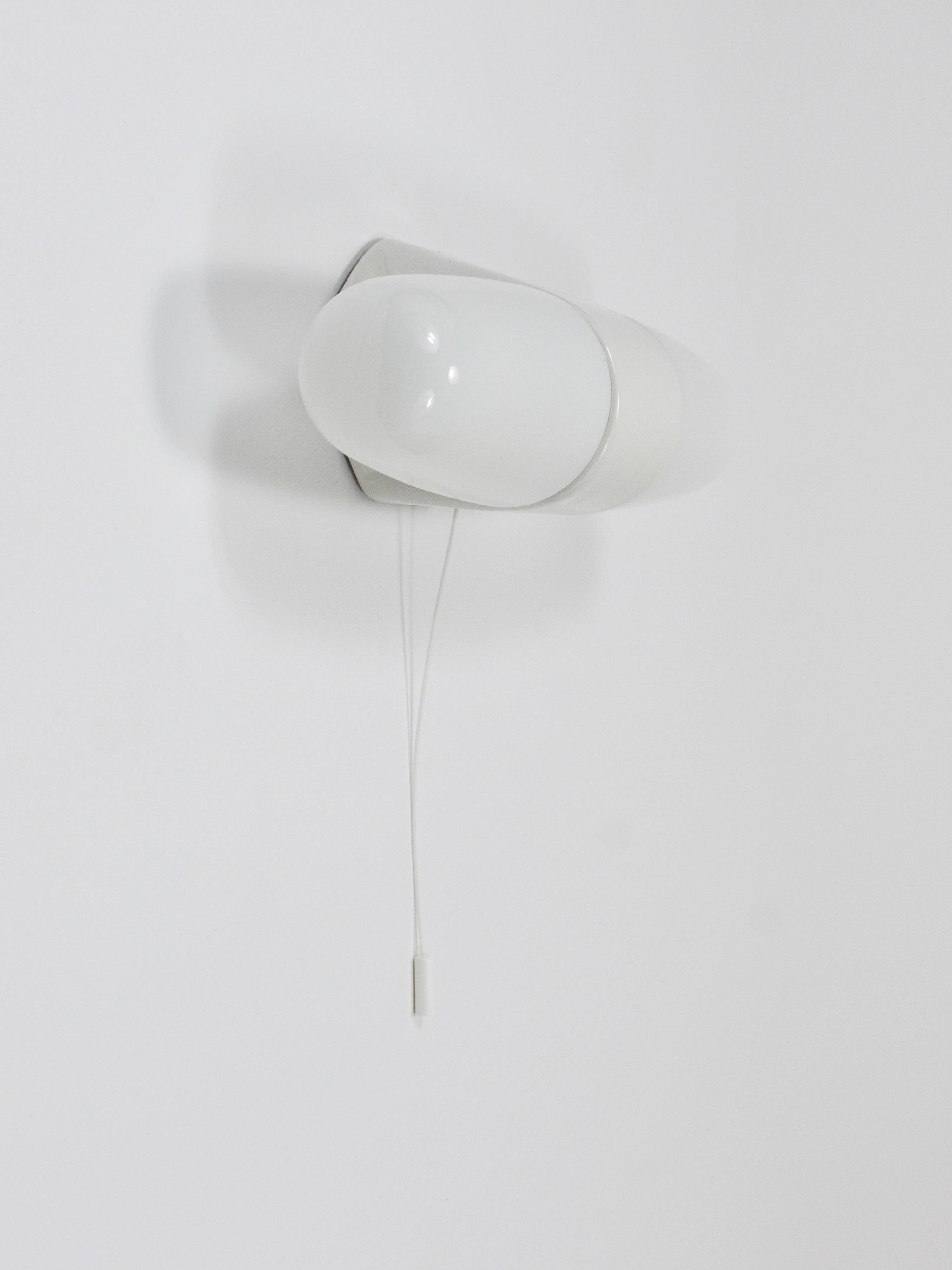 White double wall lamp Bauhaus Wilhelm Wagenfeld, Linder Germany, 1950s