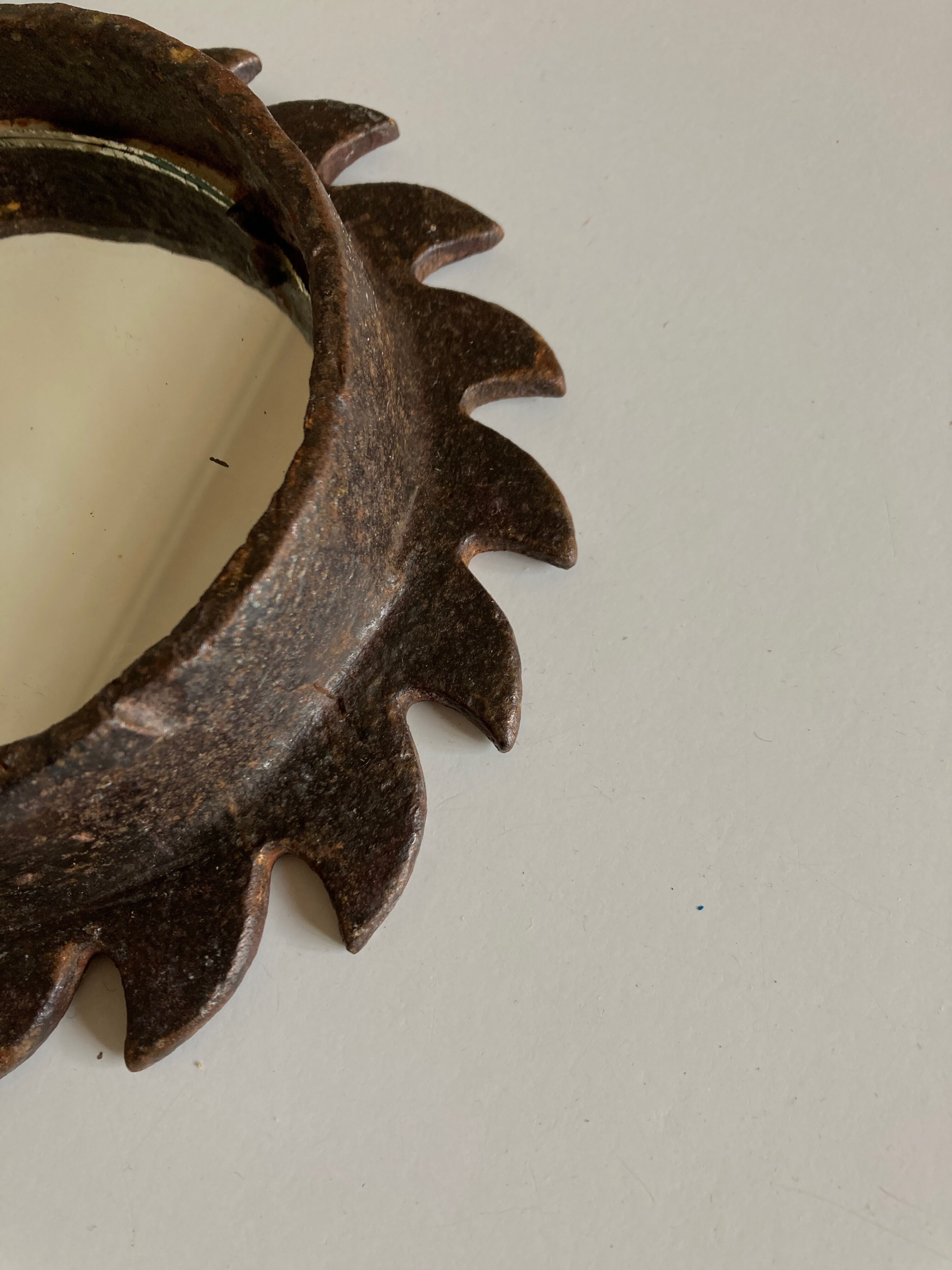 Brutalist wrought iron sunburst mirror, 1970
