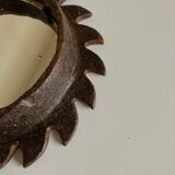 Brutalist sun mirror in beaten iron 1970 34cm