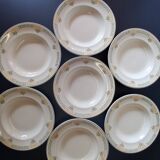Set of 7 antique deep plates from Longwy, "Savigny" model, in good condition.