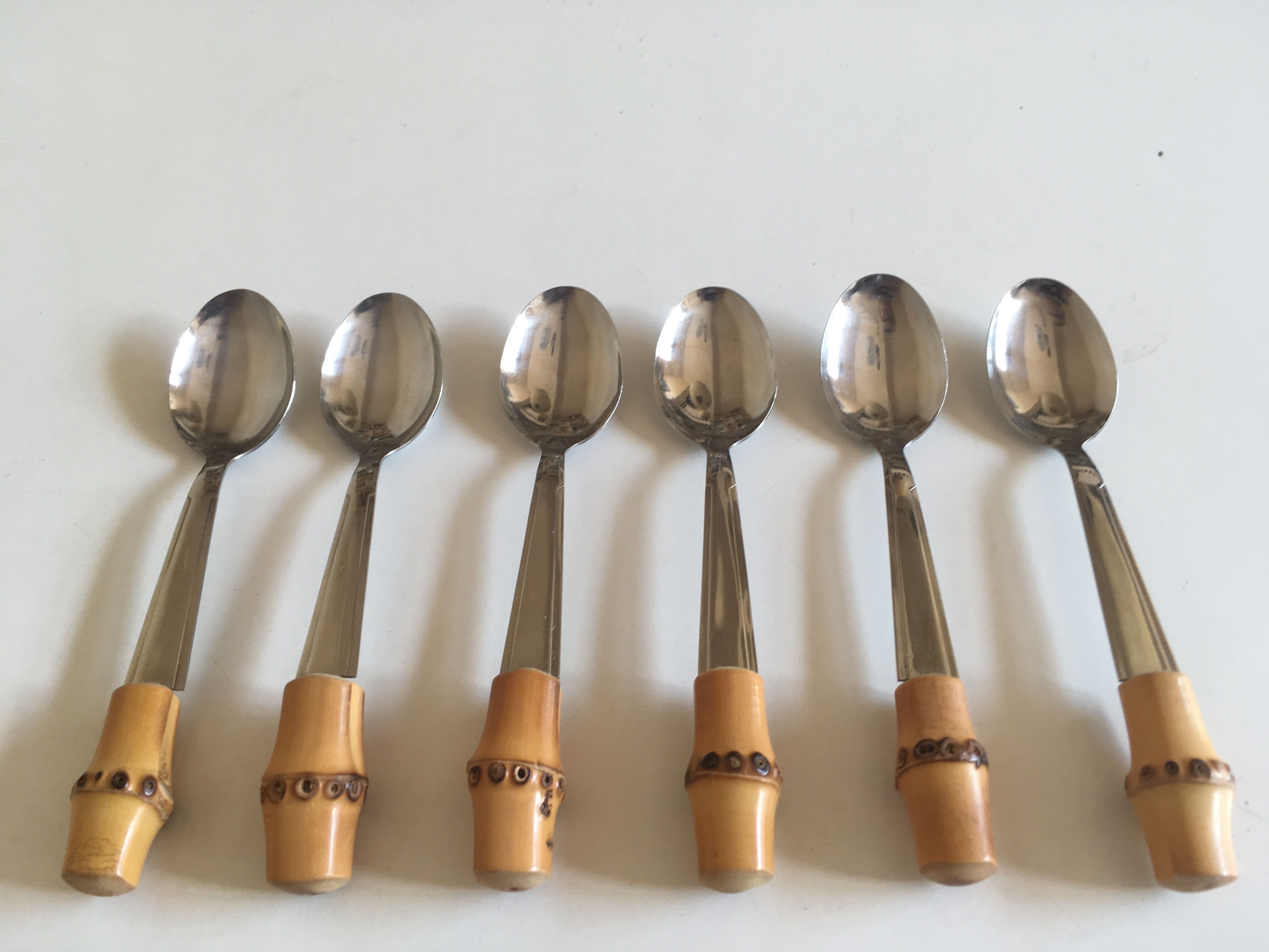 Set of 6 teaspoons bamboo 1960 mid century riviera