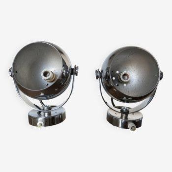 Paire d'appliques "eye ball" chromées 1970