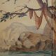 Early 20th Century French Tempera on Canvas Folding Screen with Seascape View