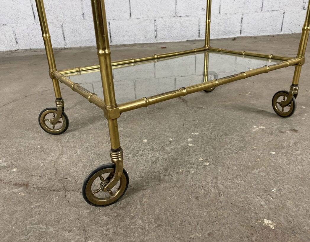 1960s serving table in glass and gilded brass