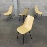 Set of 4 fiber and metal chairs by Miroslav Navratil for Vertex 1960
