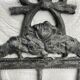 Patinated metal wall bracket and porcelain