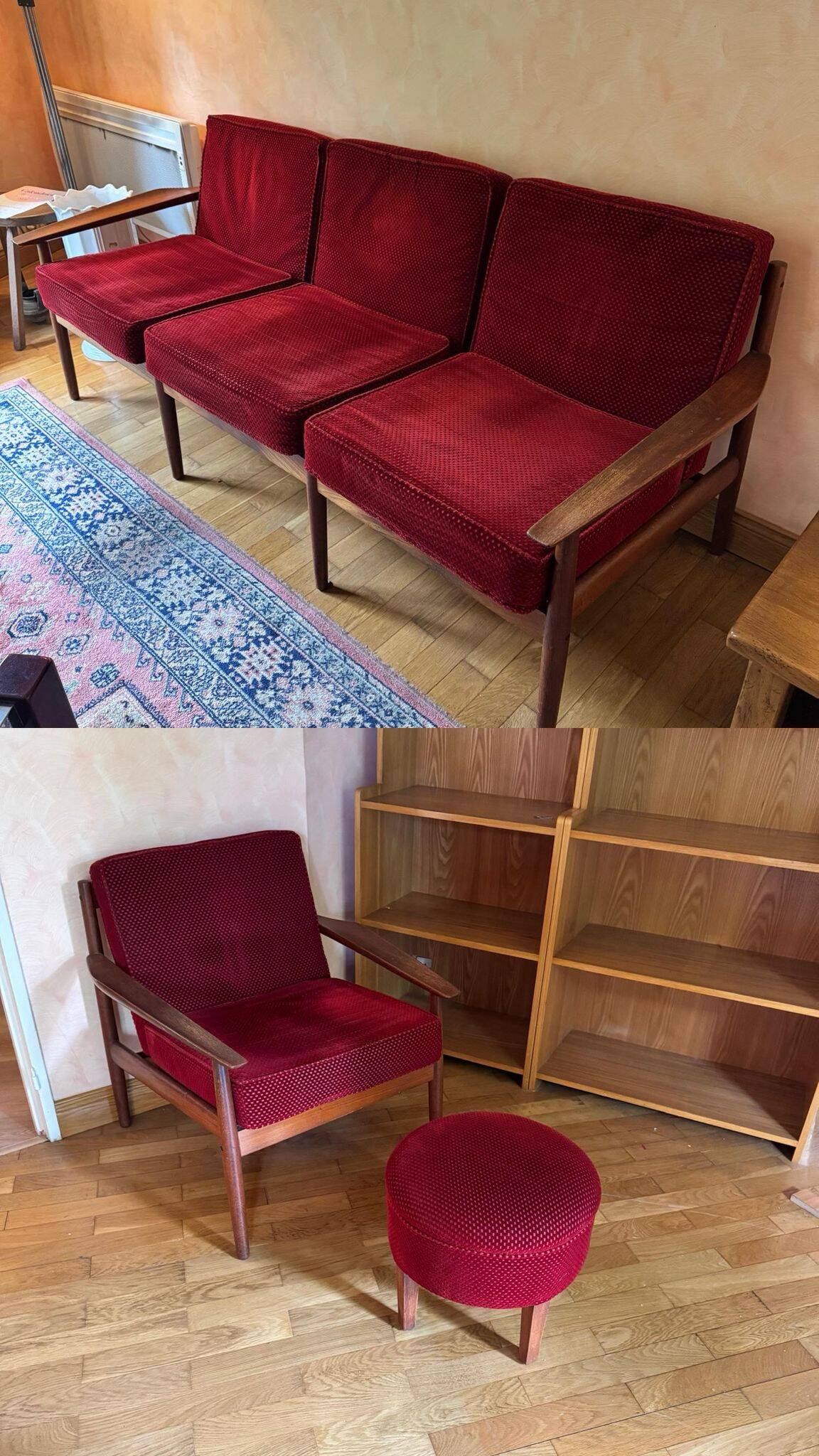 Sofa set with armchair and pouf by Arne Vodder for Glostrup.