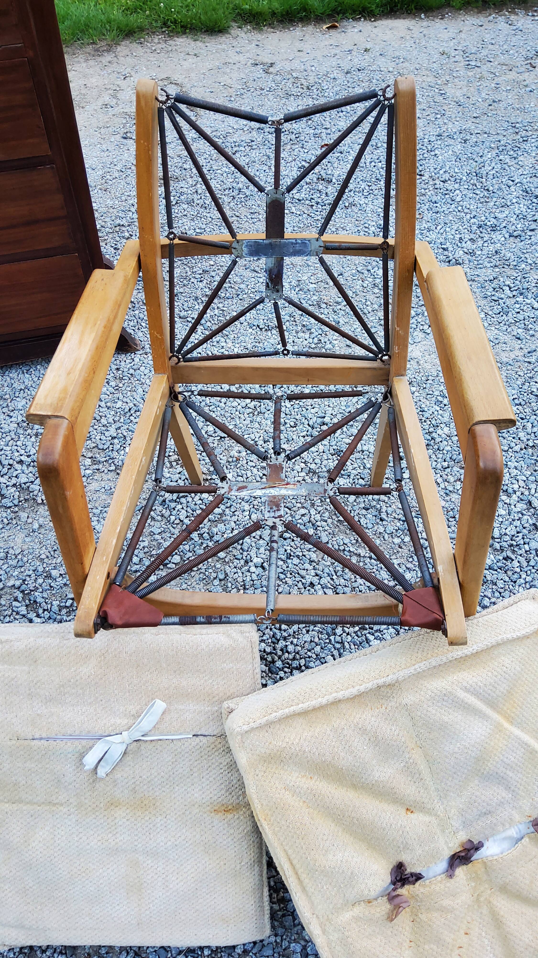 Pair of armchairs from the 50s free-span in blond beech