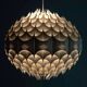 Rhythmic sculptural globe pendant light by H. Milanda, Scandinavian design, 1970