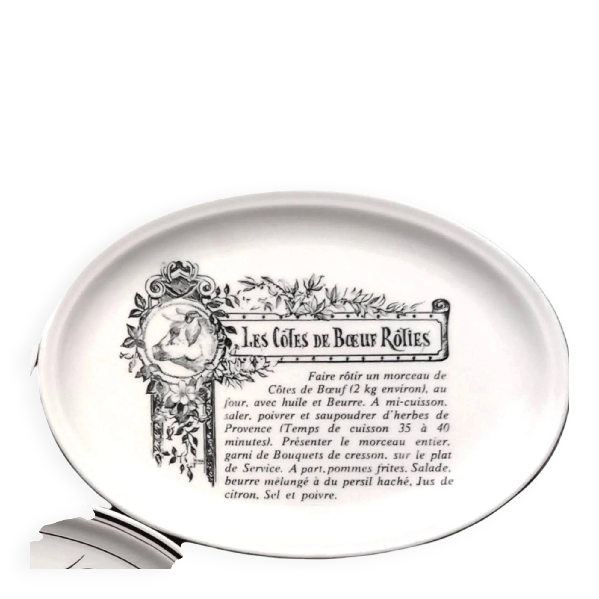 Oval white plate in Gien earthenware.