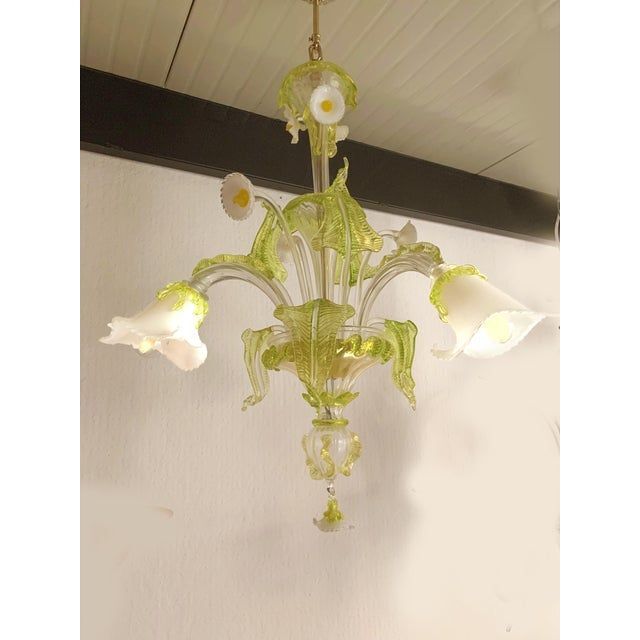 Floral Green Leaves and Milky "Calle" Chandelier