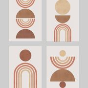 4 impressions d'art géométriques avec des cercles et des lignes