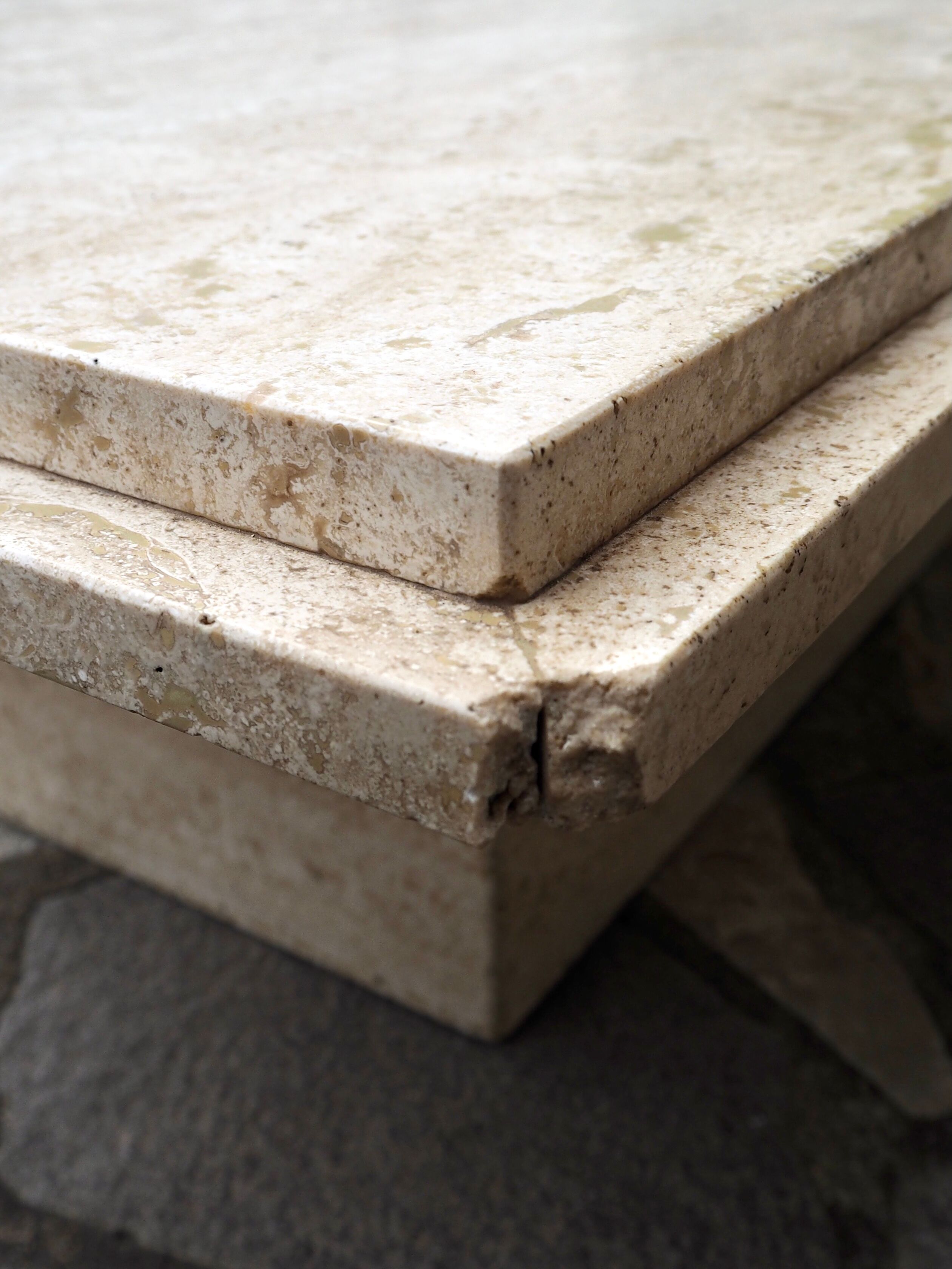 Travertine coffee table