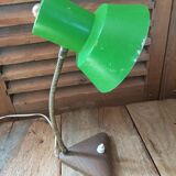 Lampe bureau chevet métal vert doré bois patiné dp 0823304
