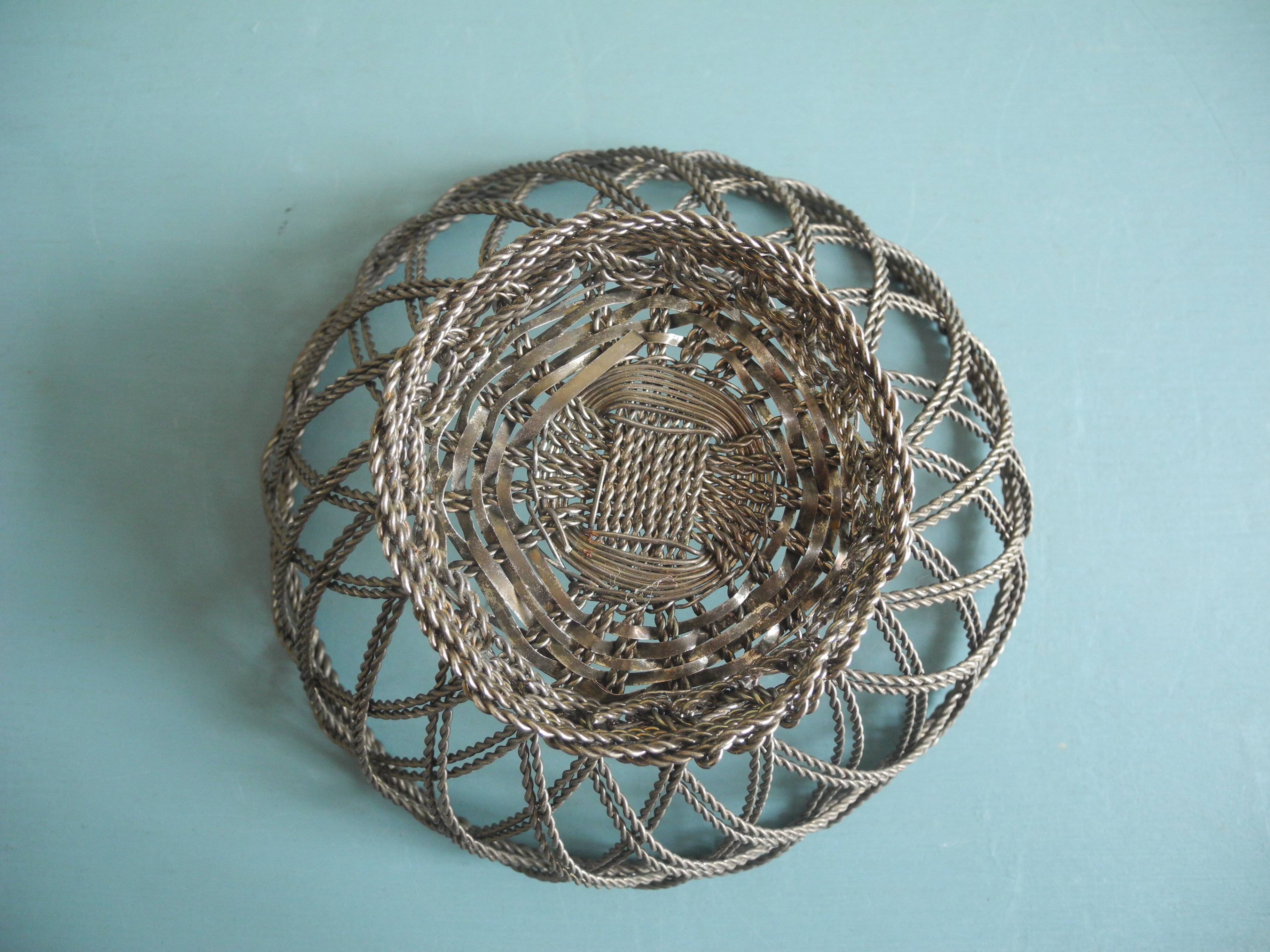 silver-plated metal basket vintage