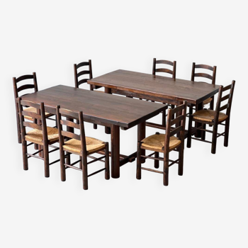 Ensemble de 2 tables et 8 chaises Georges Robert 1960