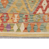 Handmade flat woven geometric kilim rug- 202x296cm