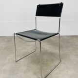 4 chairs Spaghetti Giandomenico Belotti black leather for Alias