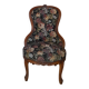 Fauteuil vintage brocante, fauteuil à tricot fleuri, classique des années 30-50