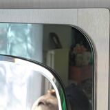 Bevelled mirror in brushed aluminium 1970